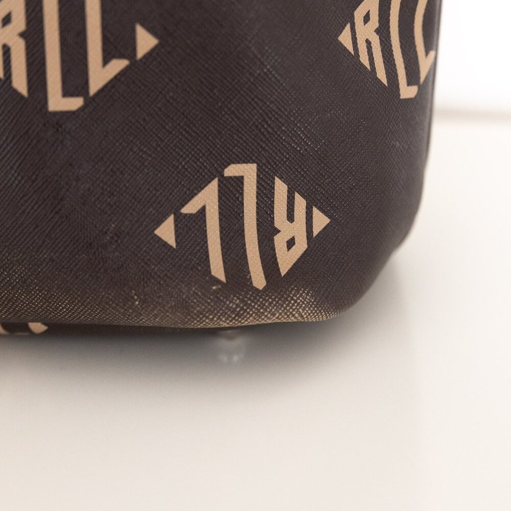 Lauren Ralph Lauren Brown Monogram Tote Bag Shopper Purse Handbag - Picture 3 of 11